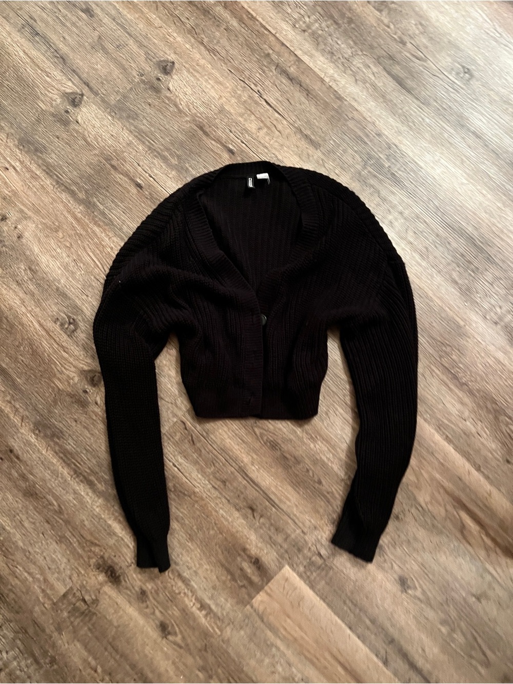Divided Black Ribbed Knit Cardigan